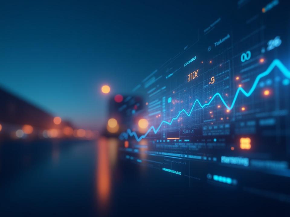 Futuristic data dashboard showing trucking rate and capacity trends for 2026