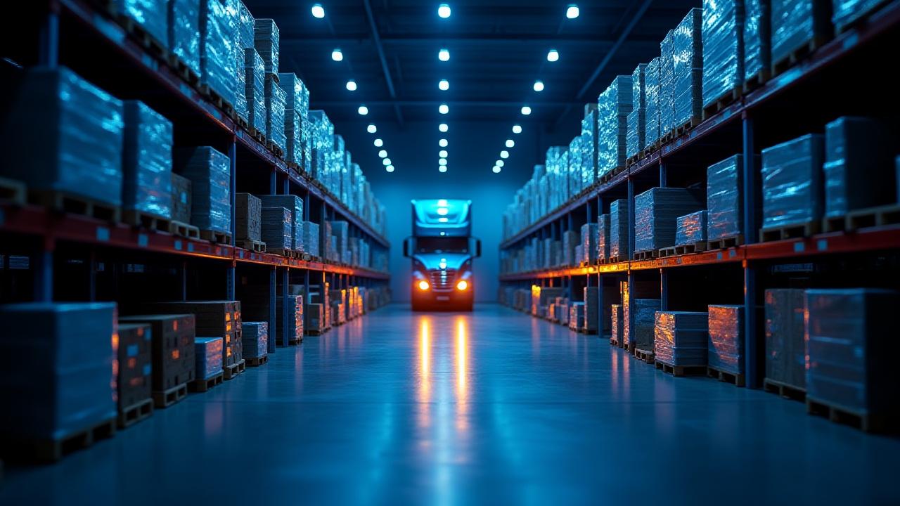 Modern warehouse logistics and partial truckload distribution hub