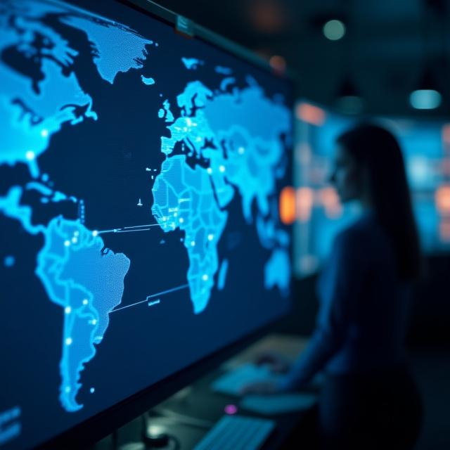 Logistics coordinator managing real-time truckload tracking in a modern operation center